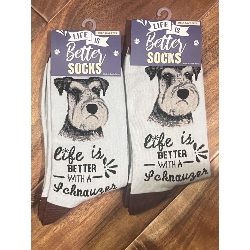 E&S Pets Schnauzer Crew Socks NWT Life Is Better With a Schnauzer Unisex